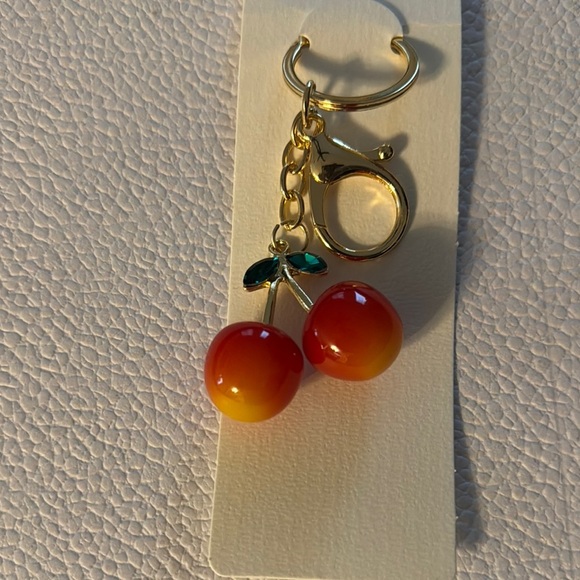 Cherry Keychain with Gold Accents (B) - Picture 2 of 3